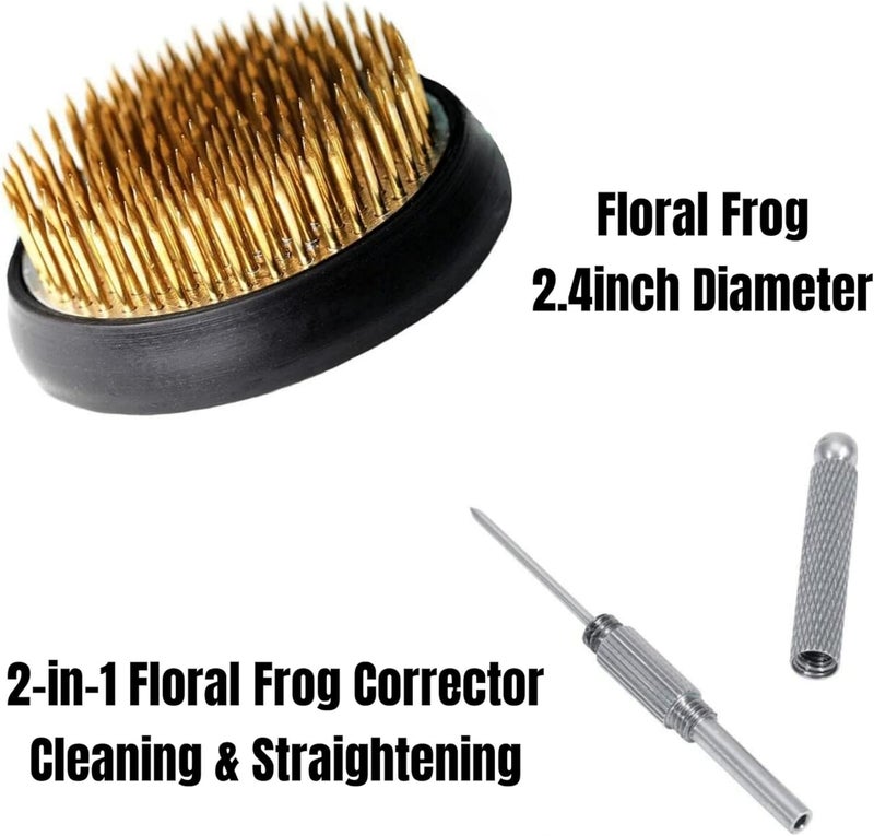 Eggone Japanese Ikebana Vase Kit, Flower Shallow Container 7.5inch Ceramics Flower Bowl Ikebana Vase with 2.4inch Floral Frog and 2-in-1 Kenzan Corrector (Retro Style) - Image 4